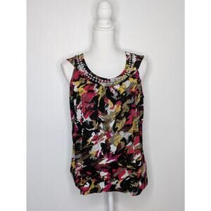 christopher&banks Multicolor Abstract Print Sleeveless Scoop Neck Blouse P/L